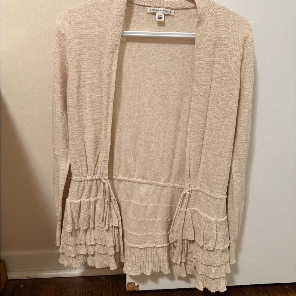 Banana Republic Cream Ruffle Cardigan